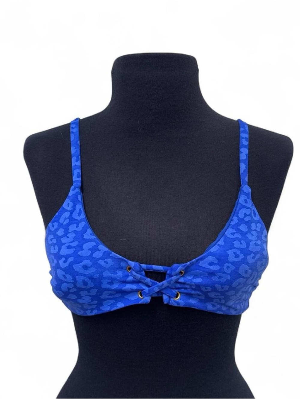 VMI Electric Blue Leopard Print Padded Bikini Top